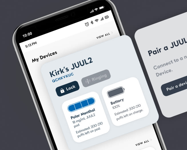 Screenshot of JUUL web app on mobile phone