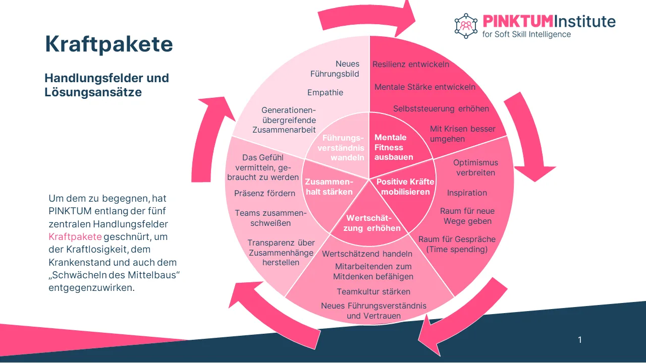 PINKTUM Institute Empfehlungen als Kraftpakete, um der Kraftlosigkeit und dem Krankenstand entgegenzuwirken.