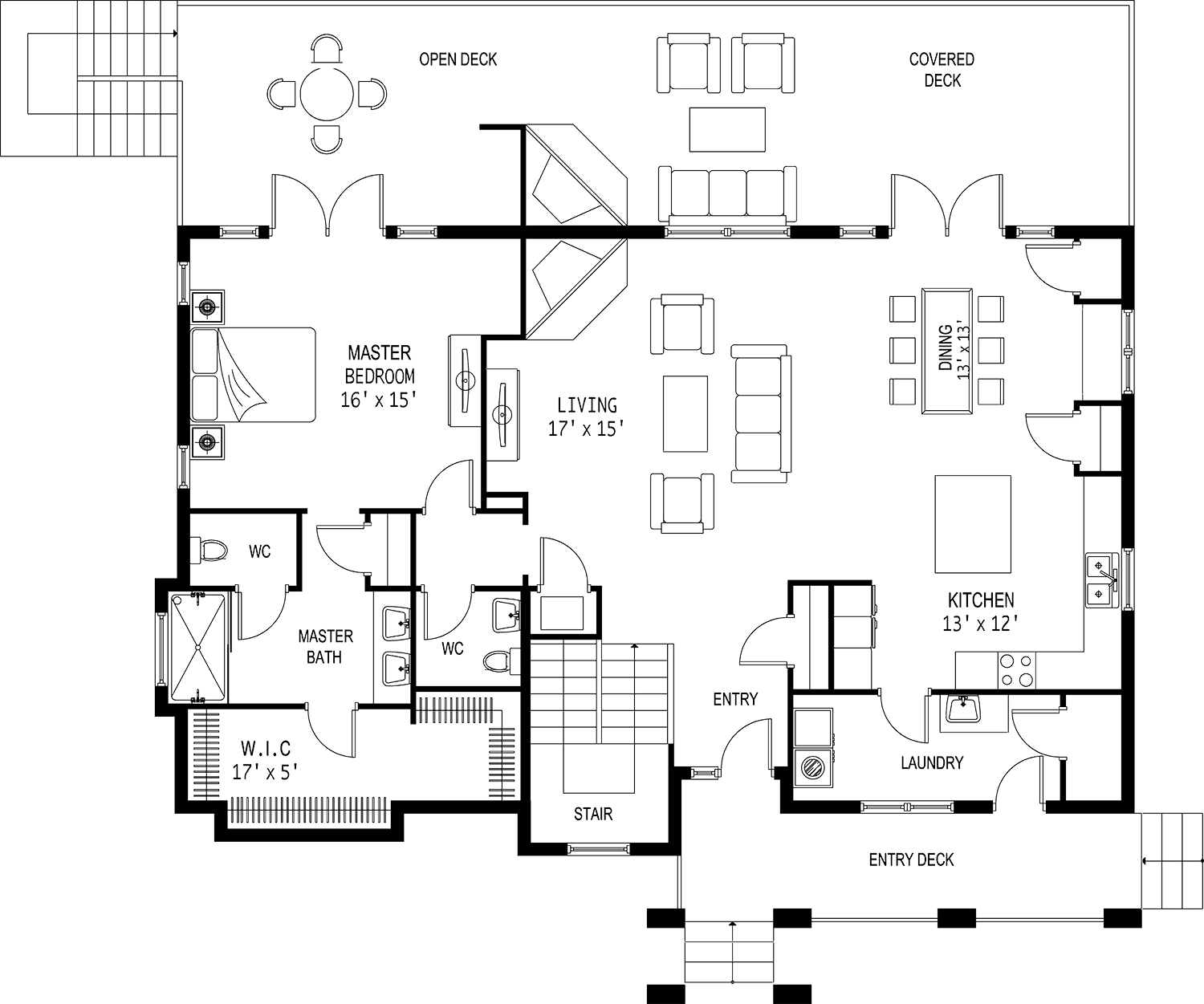The 2D floor plan for Down Dog's main level.