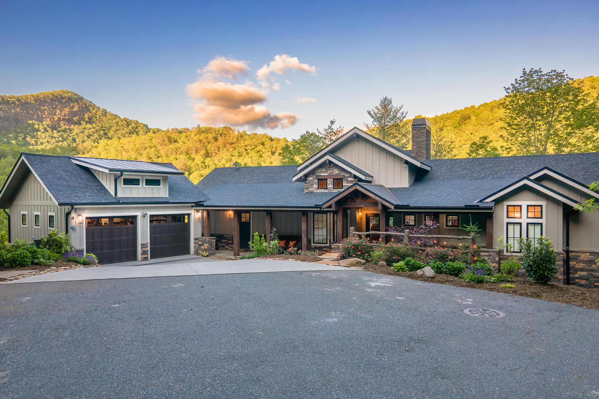 Completed Sundog Homes custom home for the Jebbett family in Tuckasegee's Bear Lake Reserve community. 