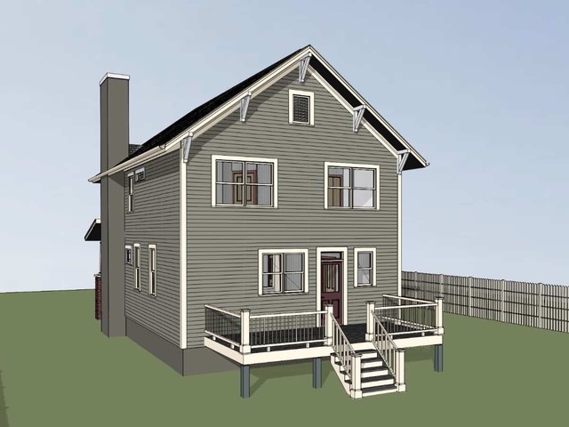 A rendering of the right rear of the 1696 plan.