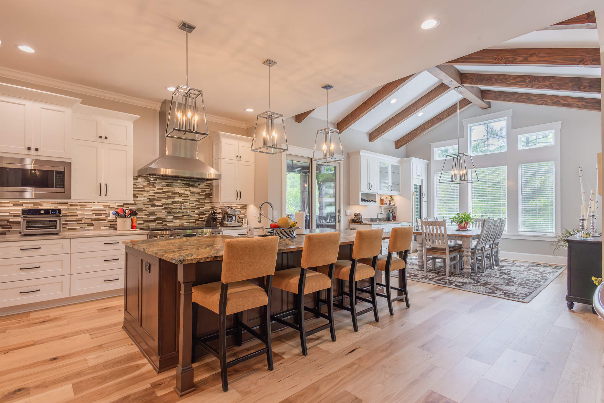 Completed Sundog Homes custom kitchen for the Jebbett family in Tuckasegee's Bear Lake Reserve community. 