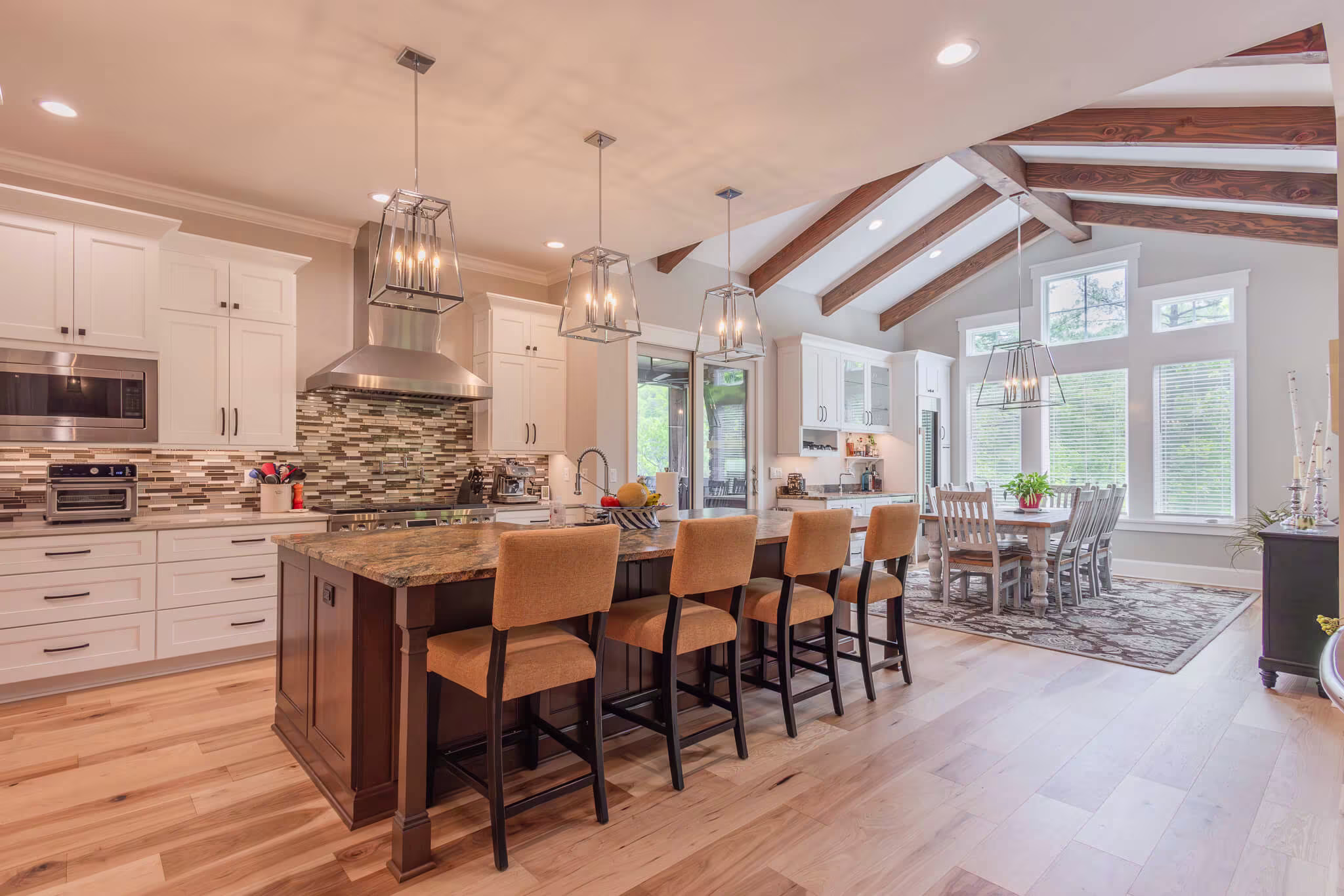 Completed Sundog Homes custom kitchen for the Jebbett family in Tuckasegee's Bear Lake Reserve community. 