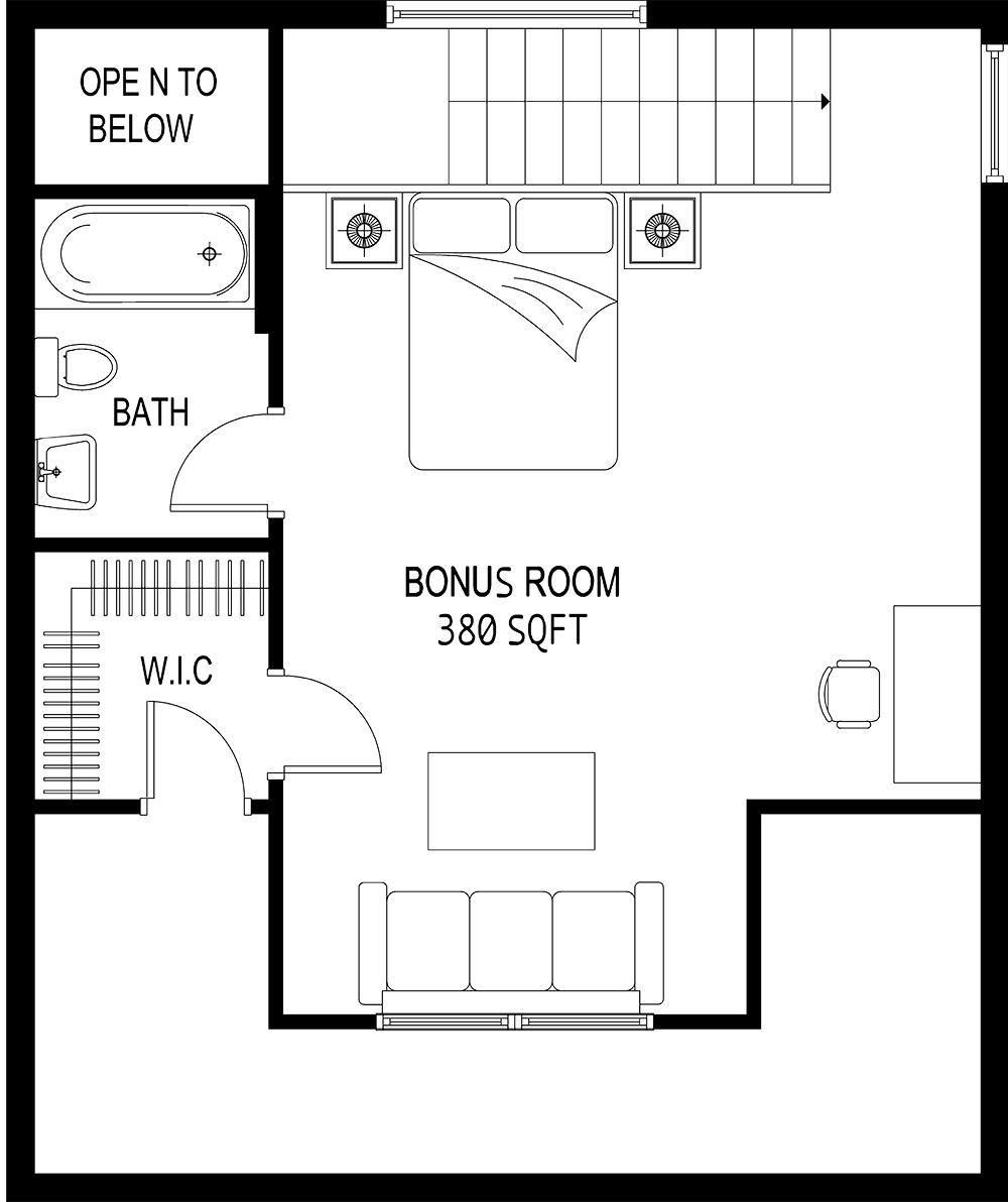 The 2D floor plan for Mountain Dog's bonus room.