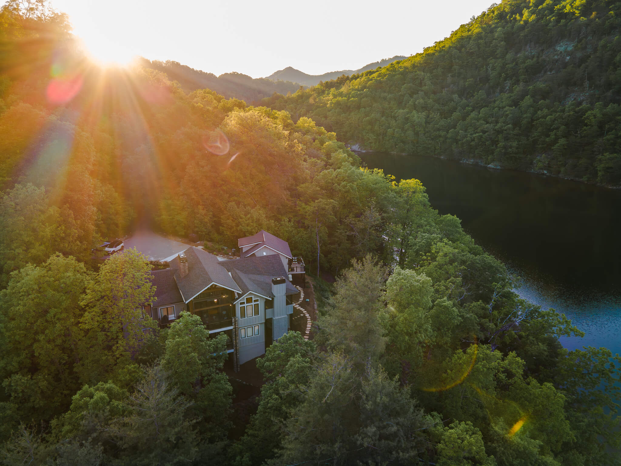 Completed Sundog Homes custom home for the Jebbett family in Tuckasegee's Bear Lake Reserve community. 