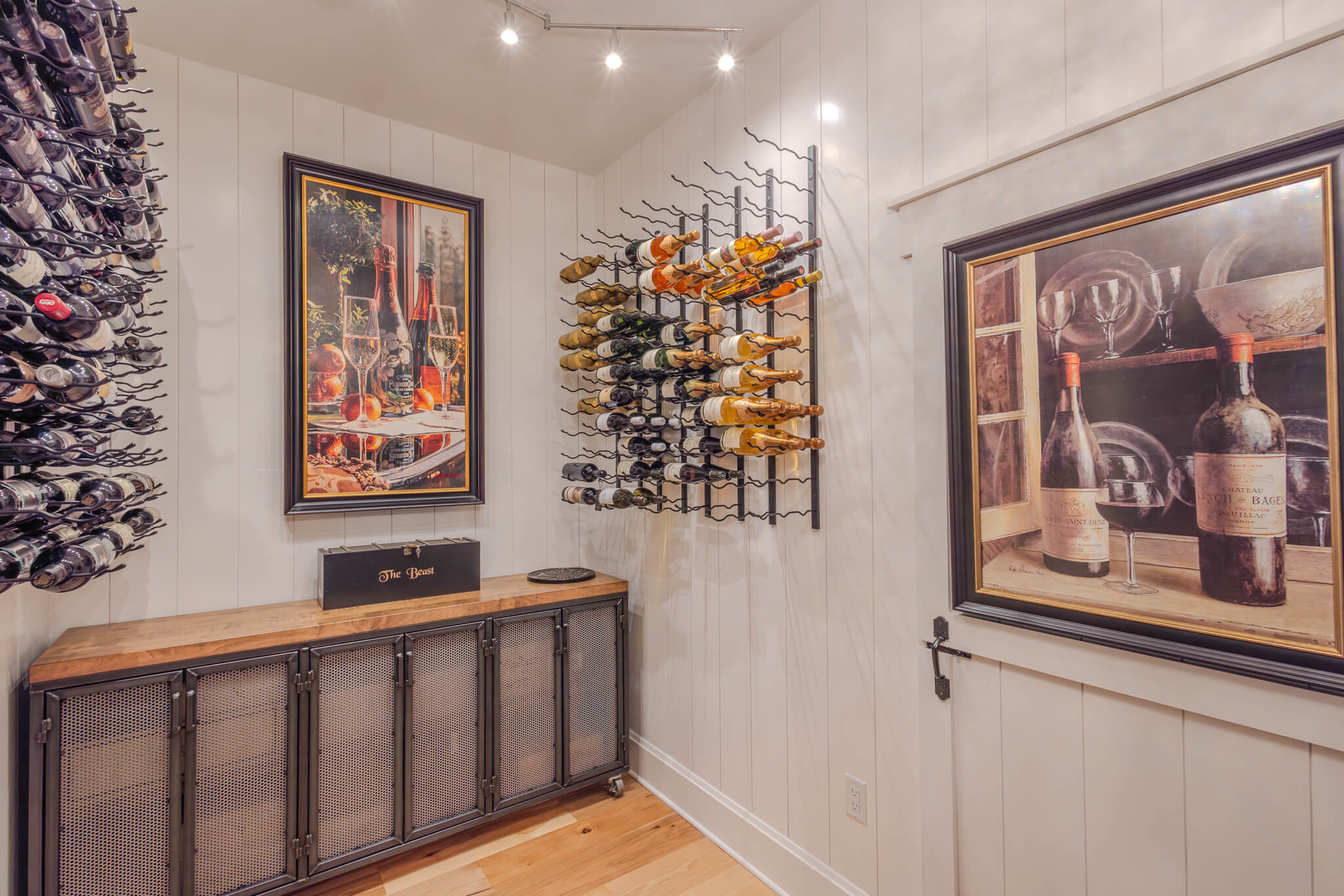 Completed Sundog Homes custom home wine cellar for the Jebbett family in Tuckasegee's Bear Lake Reserve community. 