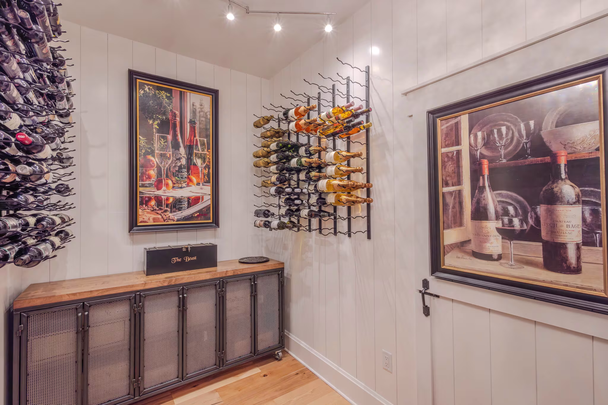 Completed Sundog Homes custom home wine cellar for the Jebbett family in Tuckasegee's Bear Lake Reserve community. 