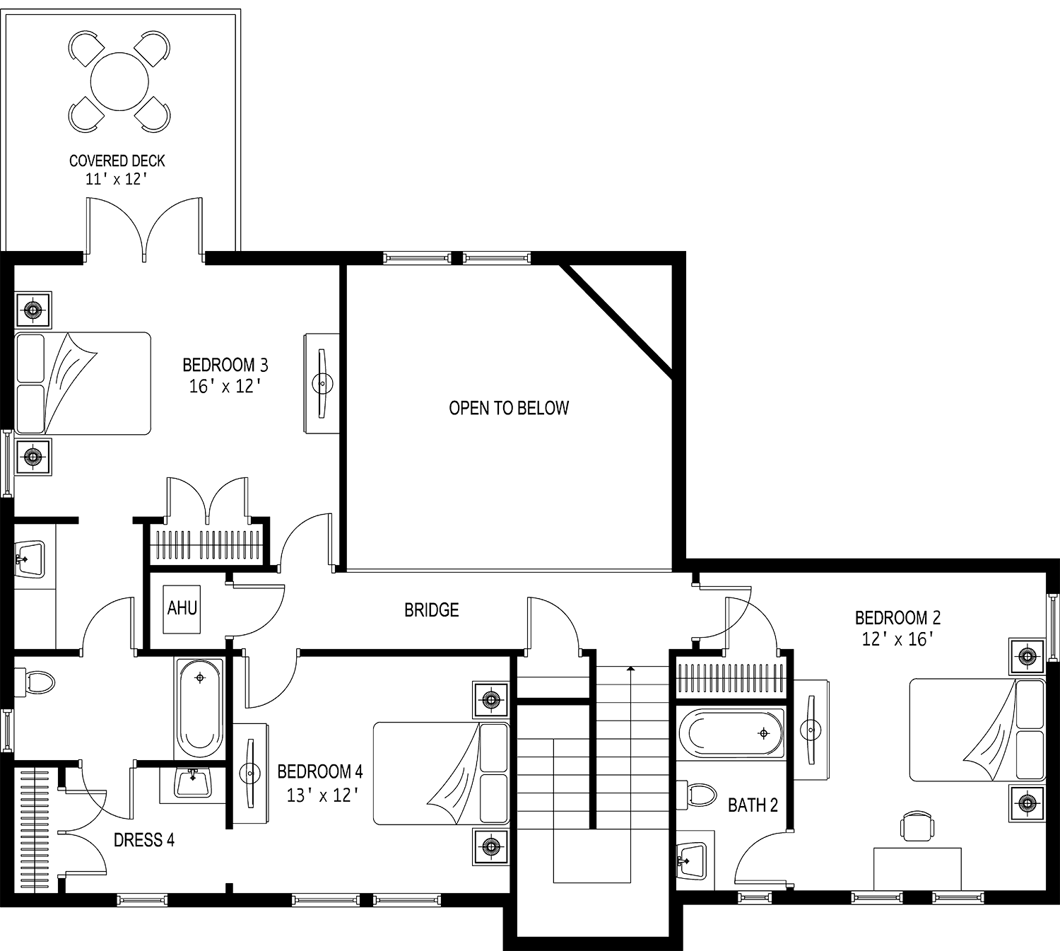 The 2D floor plan for Up Dog's upper level.
