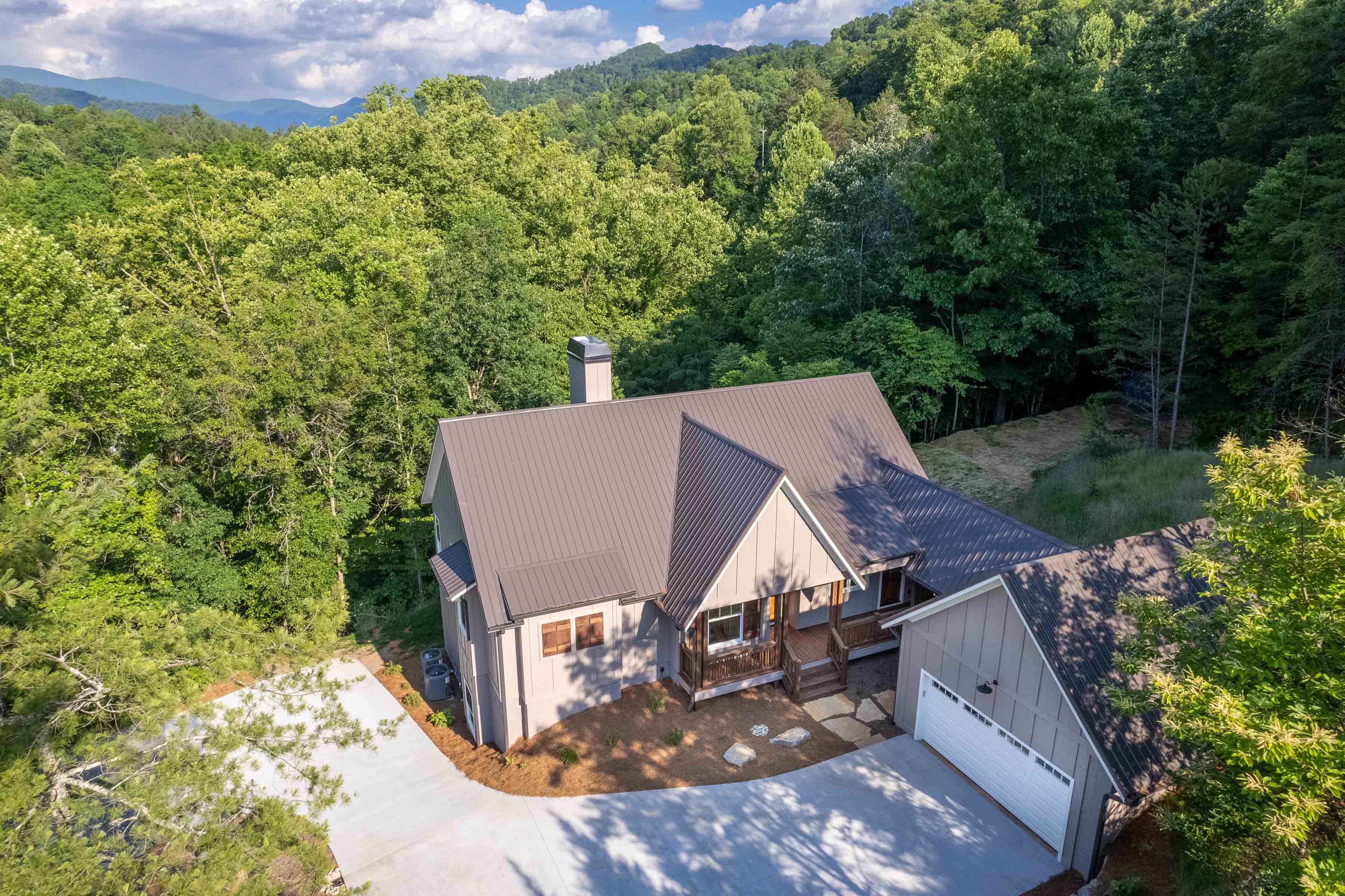 Sundrops home exterior aerial shot.