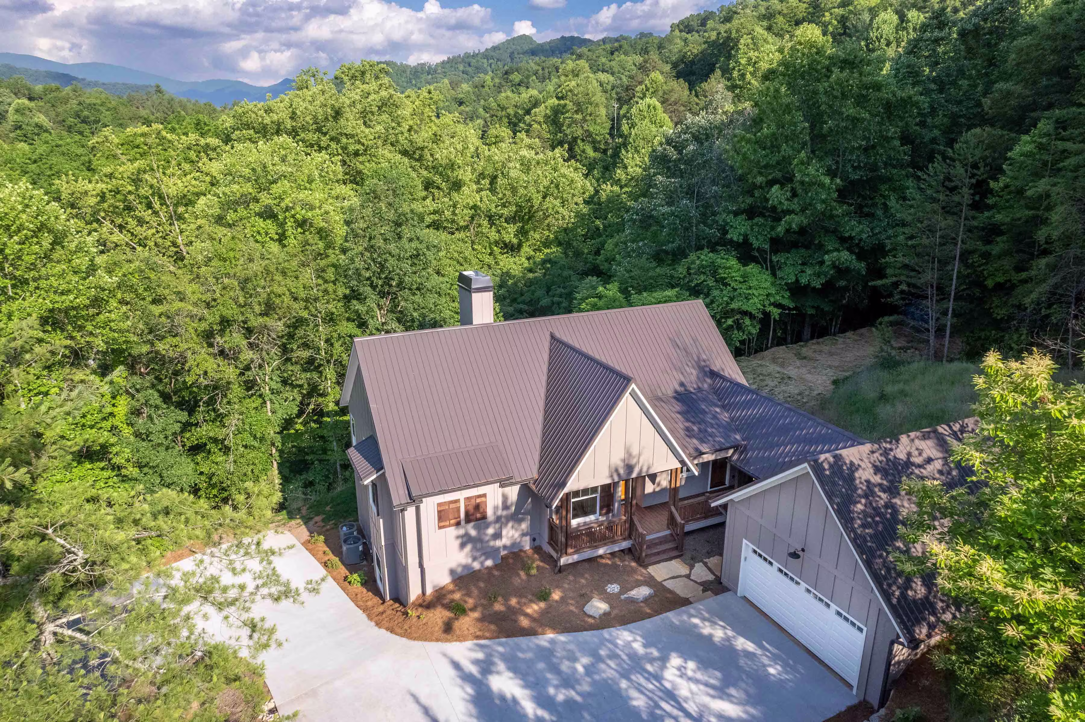 Sundrops home exterior aerial shot.