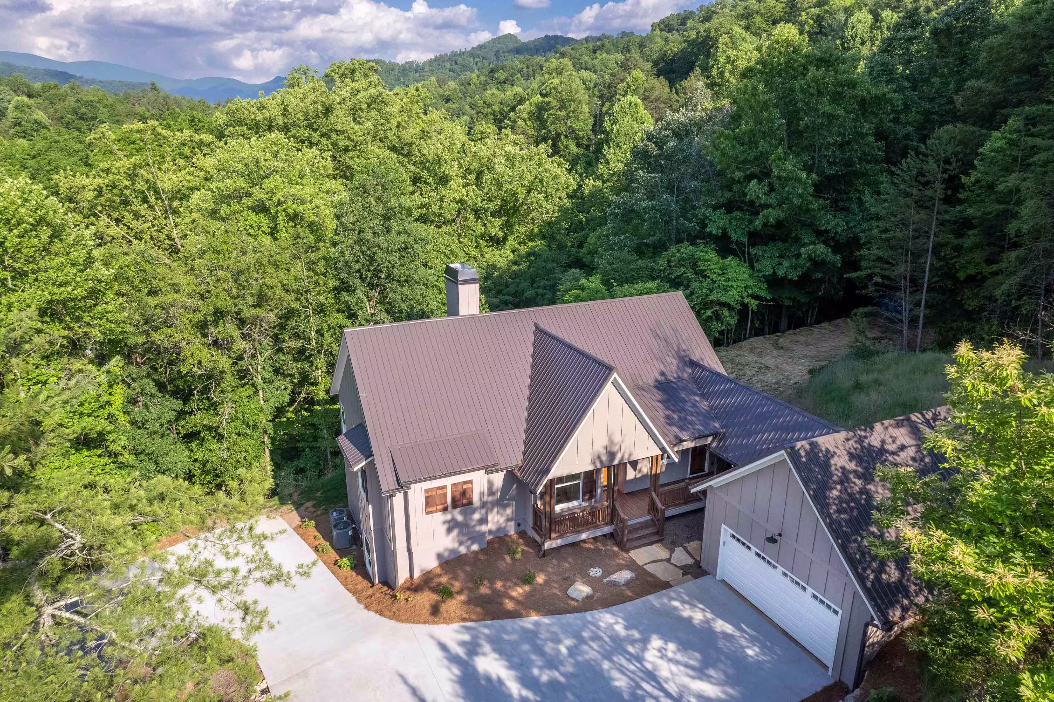 Sundrops home exterior aerial shot.