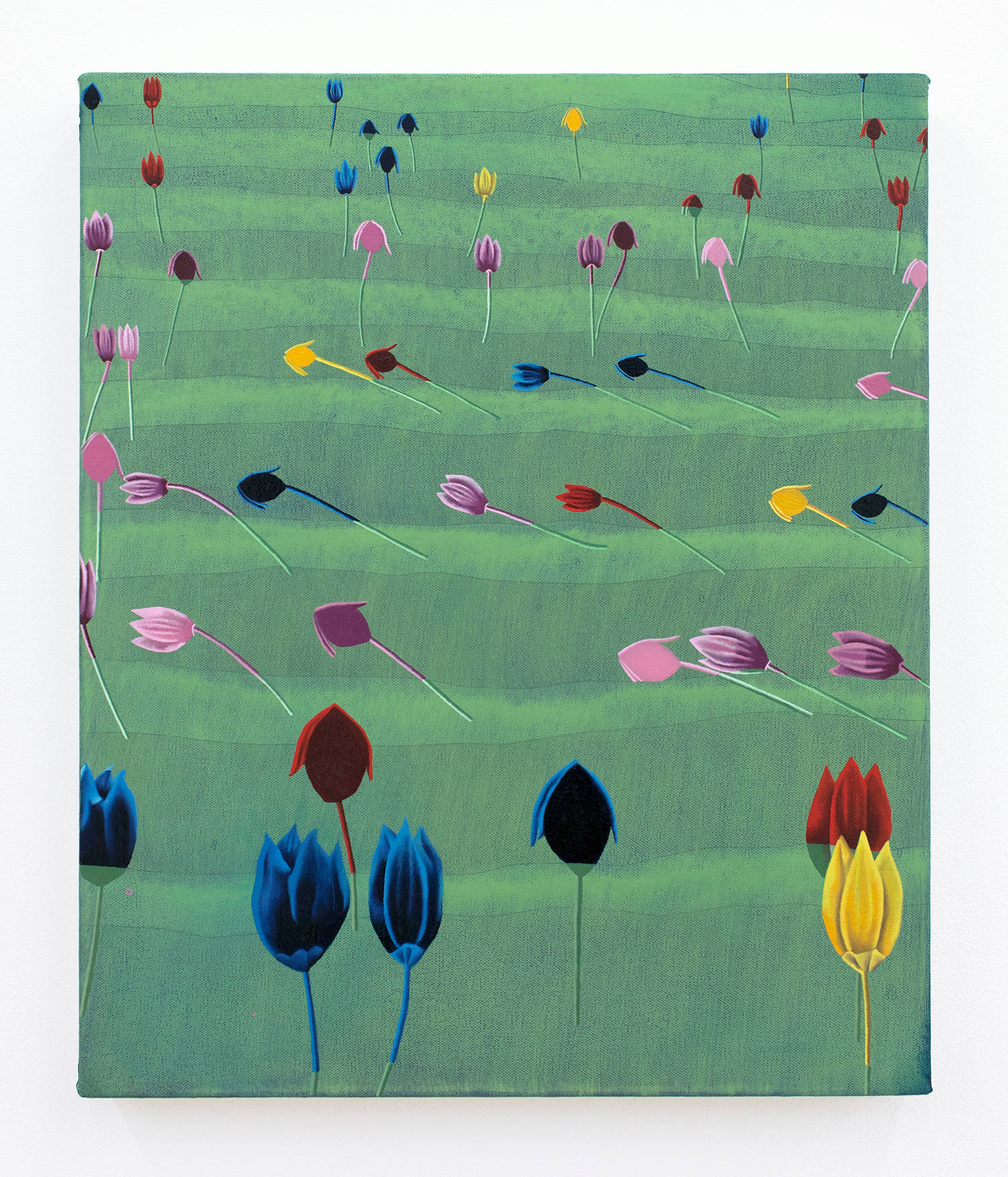 Veronika Pausova, pushing flowers, 2016, Oil on canvas, 18 x 15 inches