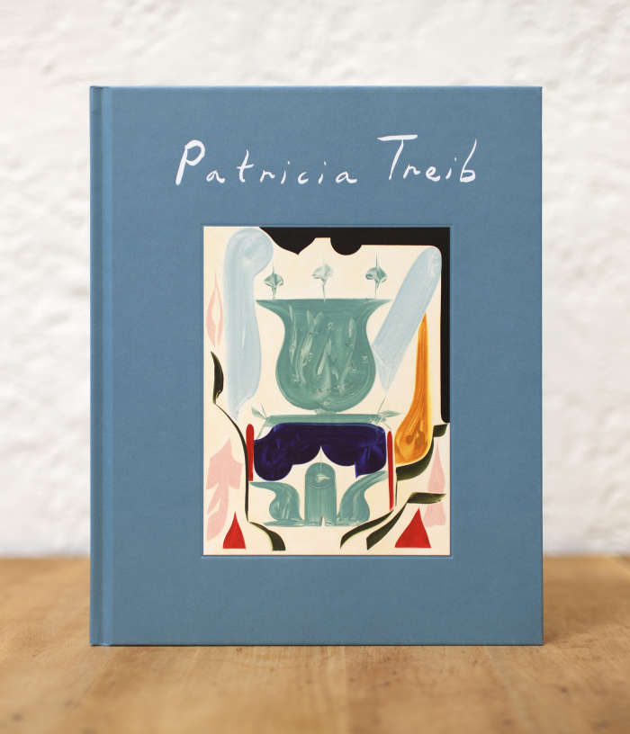 Image of Patricia Treib's monograph with a green cover and the embossed image of a painting at the center, her signature is the title of the book.