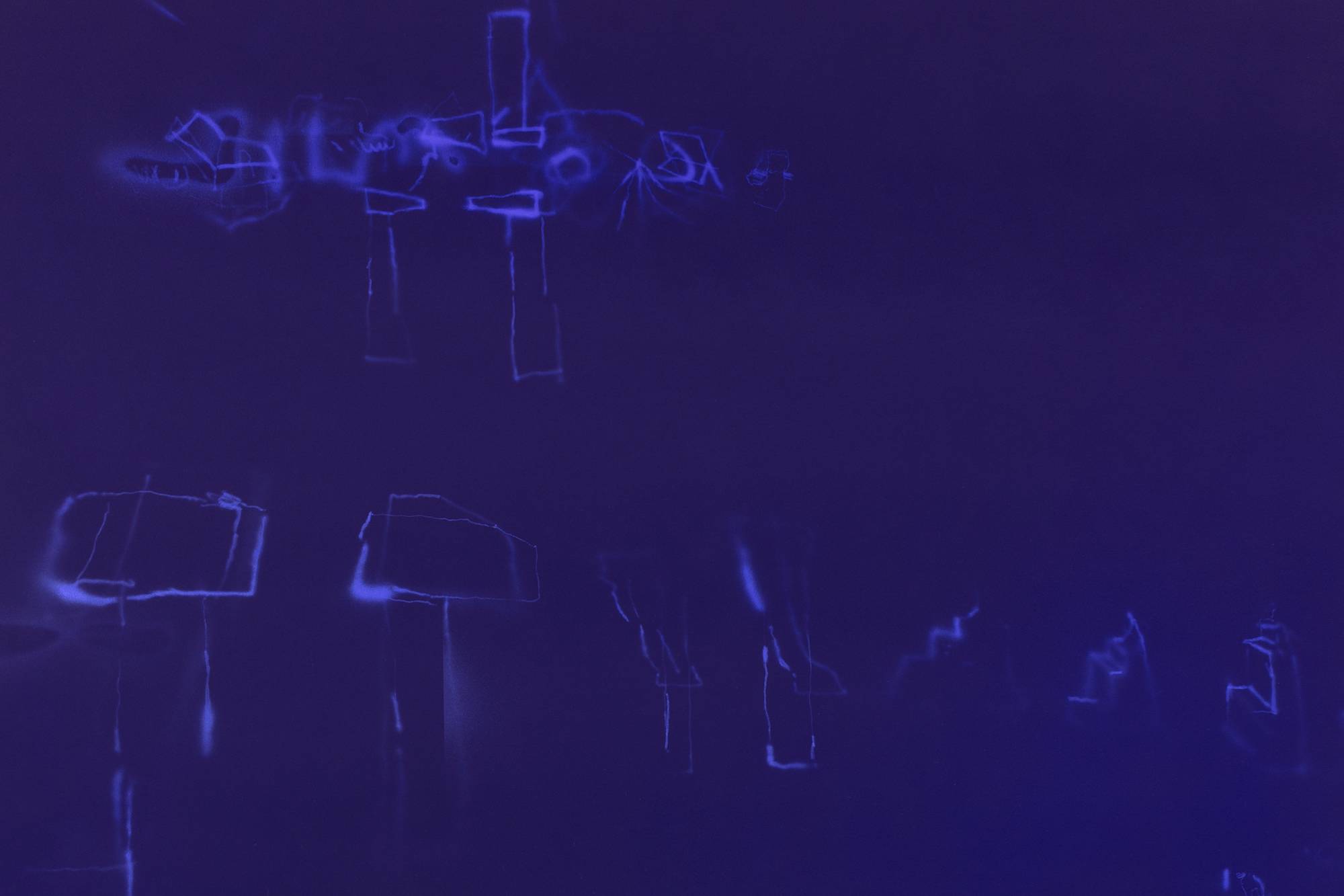 A close-up shot of a series of airbrush marks in an abstract painting.