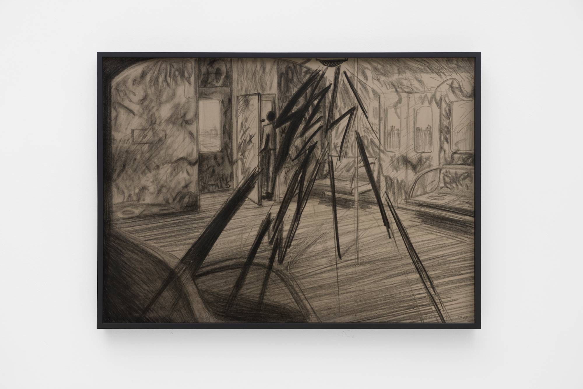 Wojciech Bakowski, Engineer's Voice, 2017, Pencil on board, tinted glass, 50 × 70 cm (19 ⅝ × 27 ½ in.)