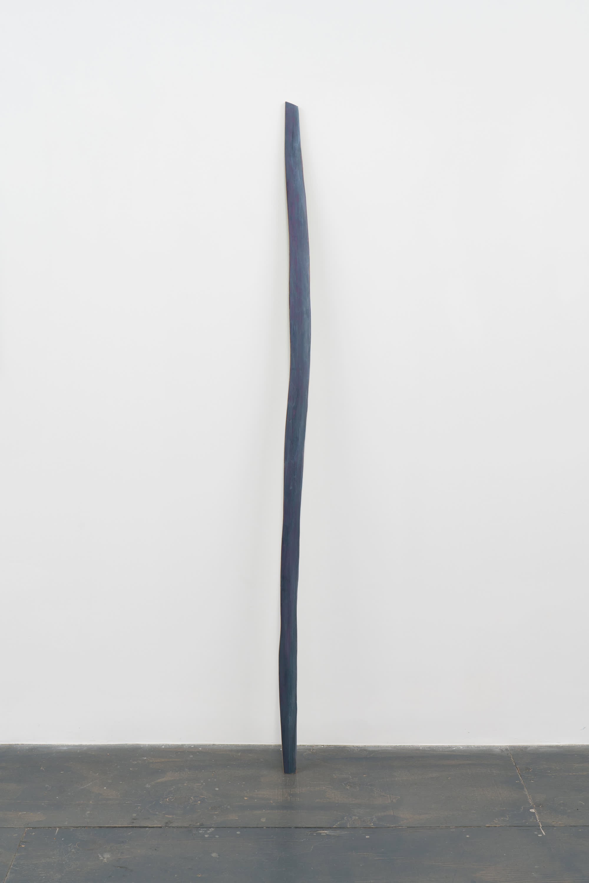 Monique Mouton sculpture featuring plywood cut in the shape of a stick and painted a blue gradient.