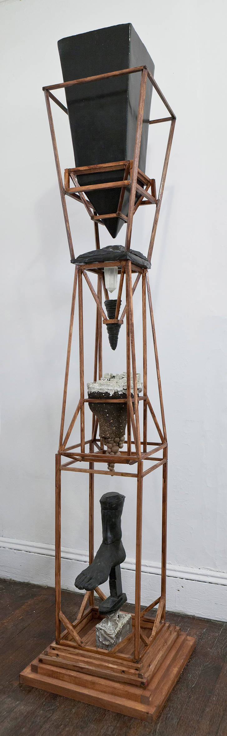 Image of sculpture by Lionel Maunz: Phantom Capstone, 2012
Wood, foam, aquaresin, polyurethane resin, epoxy, pewter, soil, epoxy clay, stain, enamel and acrylic paint 79 × 18 × 16 in.