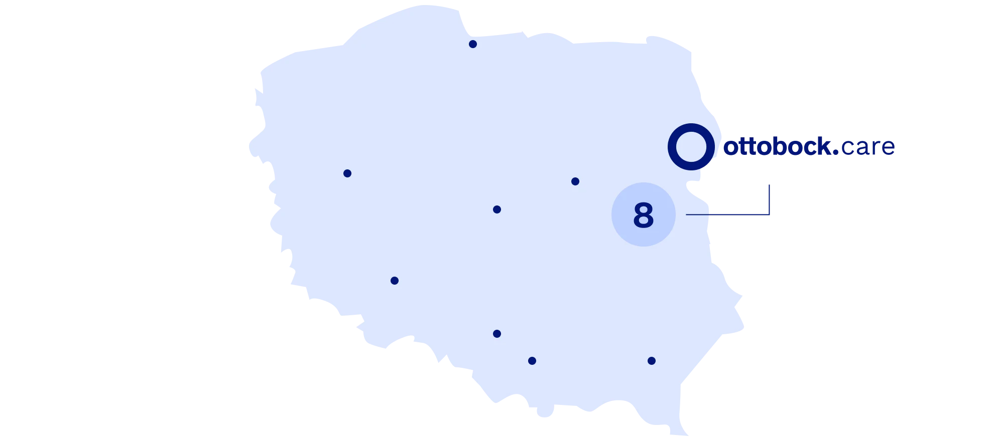 Map with locations in Poland