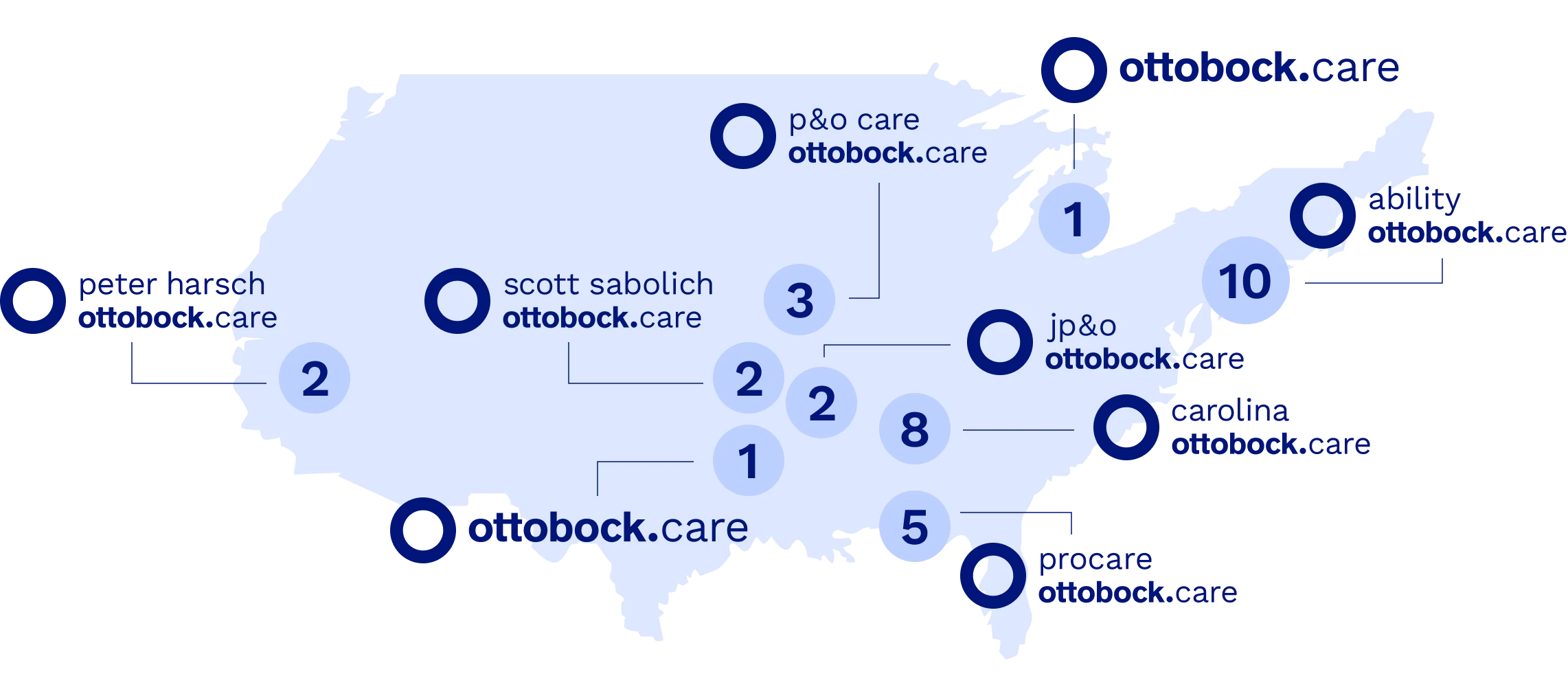 Ottobock Care USA map