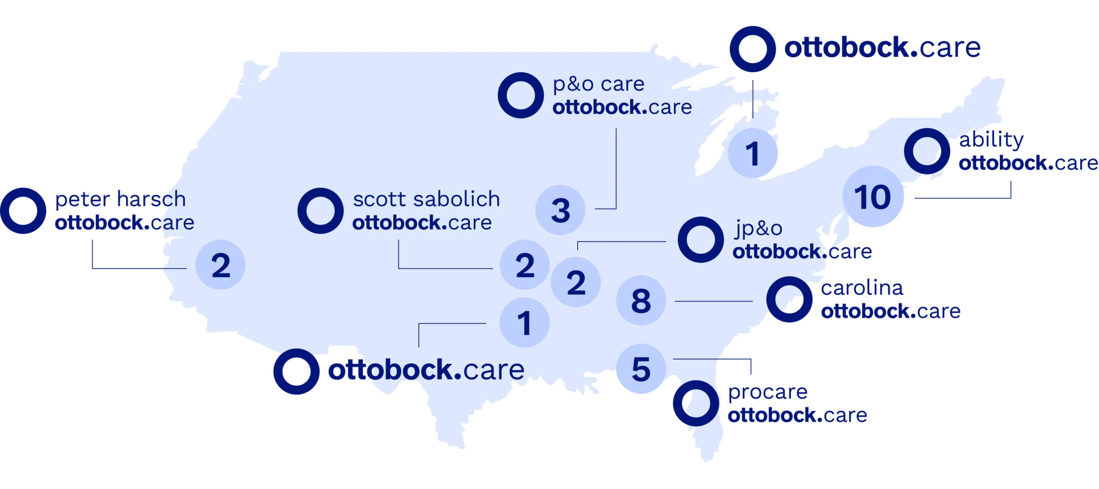 Ottobock Care USA map