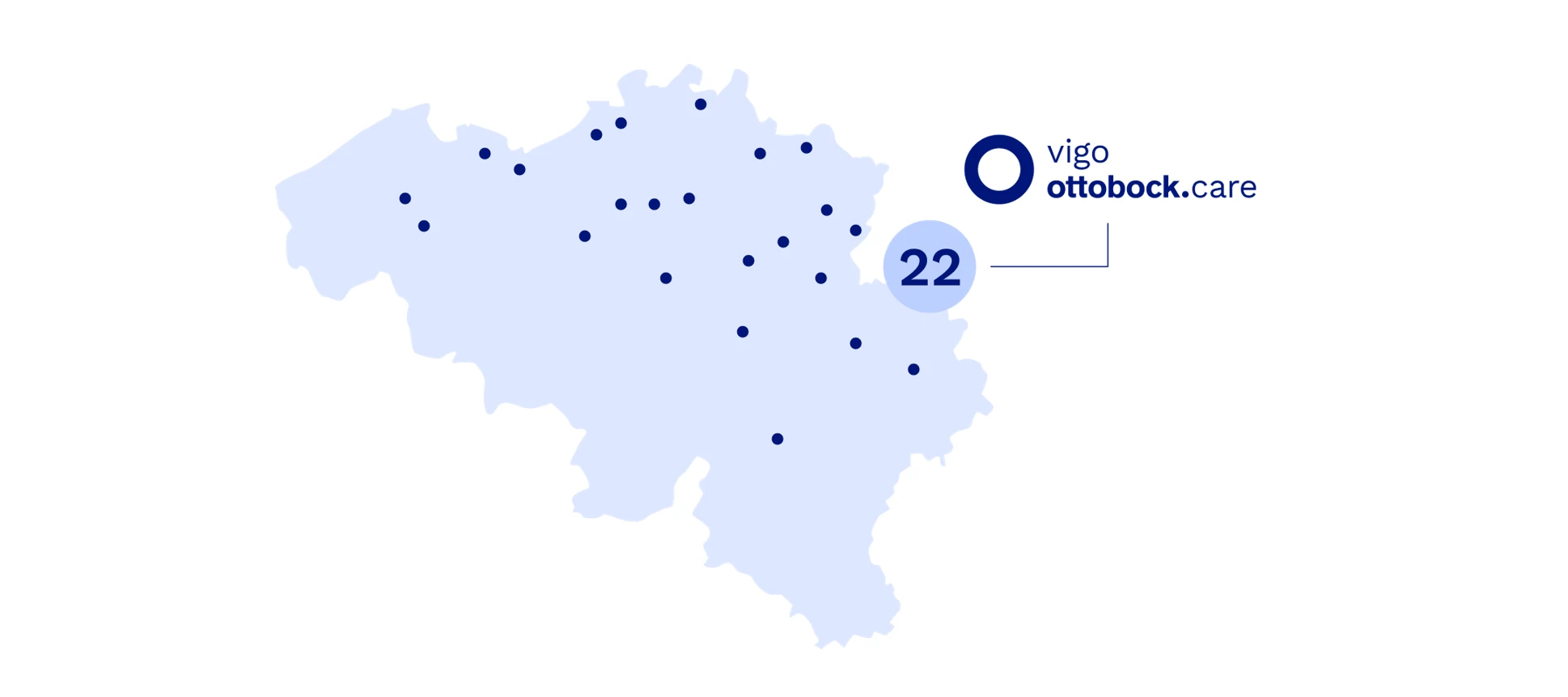 Map with locations in Belgium