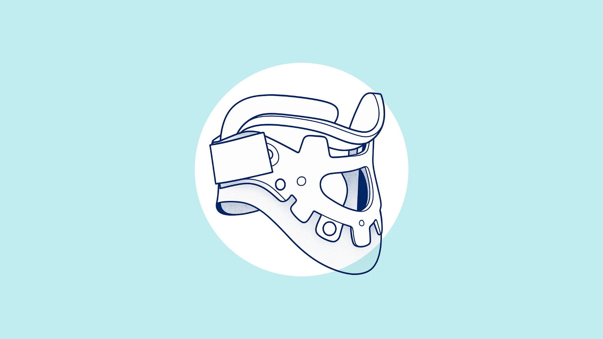 Una ilustración de un cuello ortopédico, también conocido como ortesis cervical o collar cervical