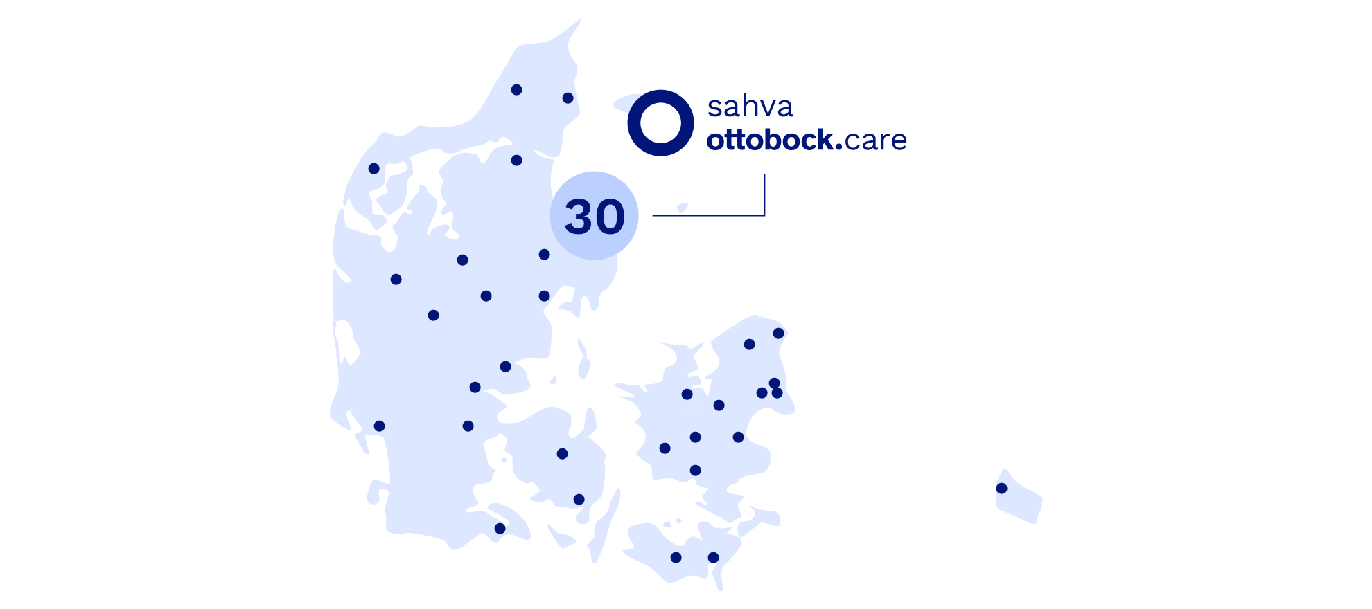 Map with locations in Denmark