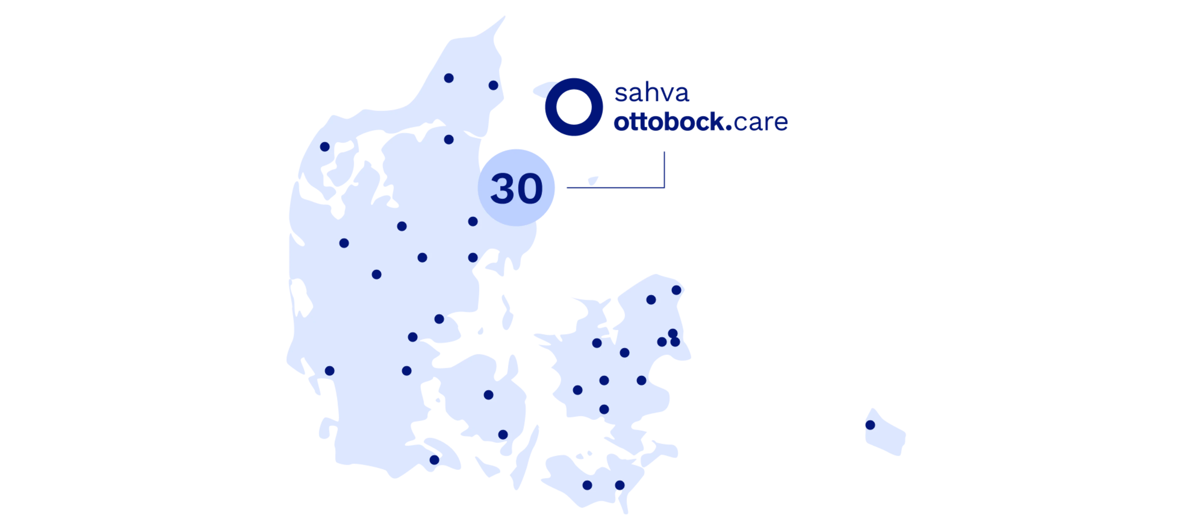 Map with locations in Denmark