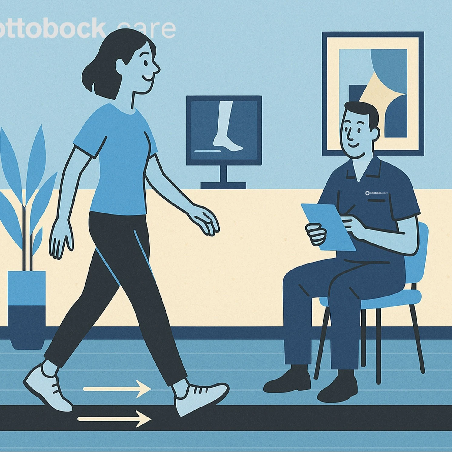 A patient conducting gait training after their orthosis trial