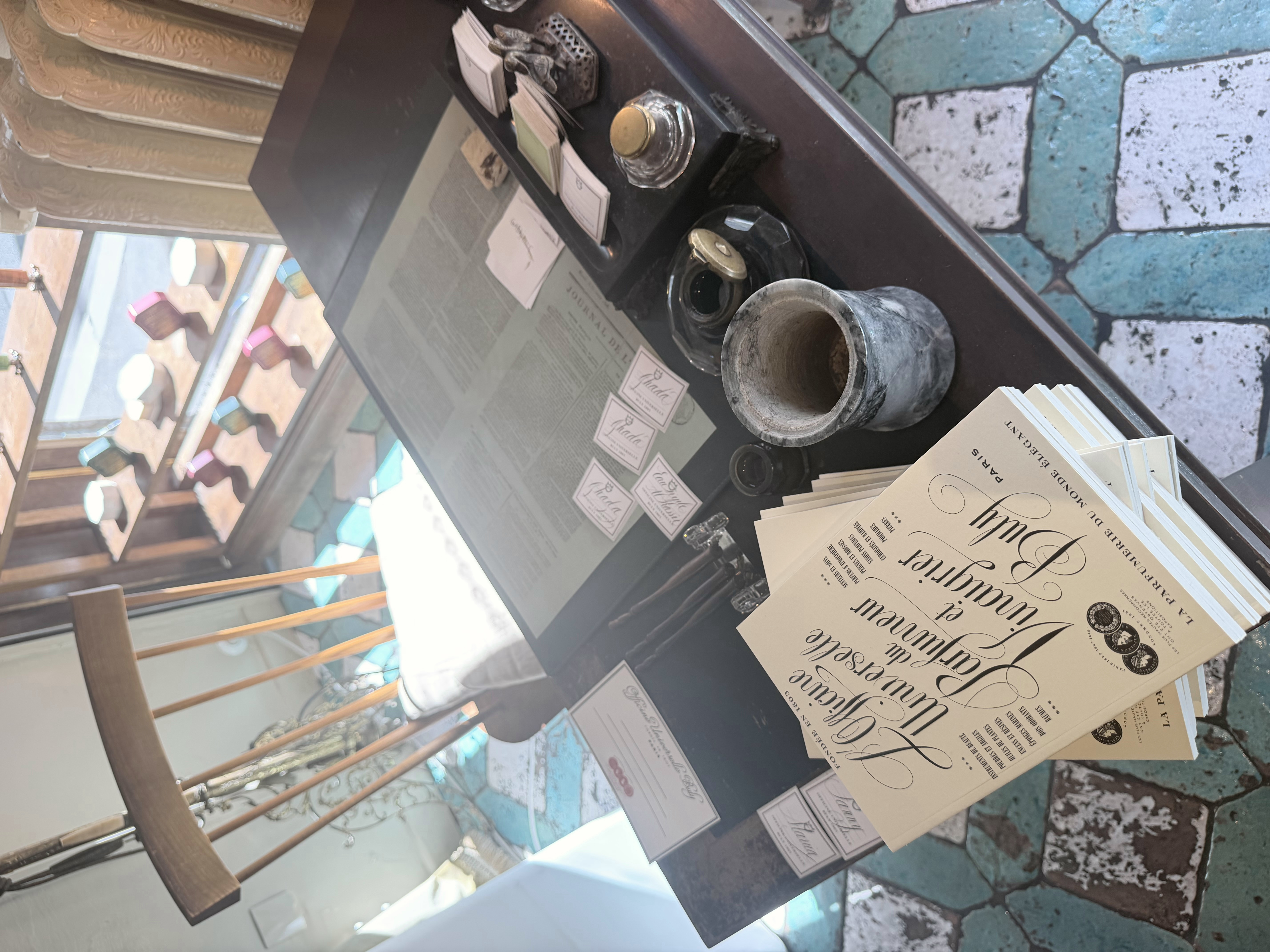 The stamping desk in Officine Universelle Buly, Rue Bonaparte