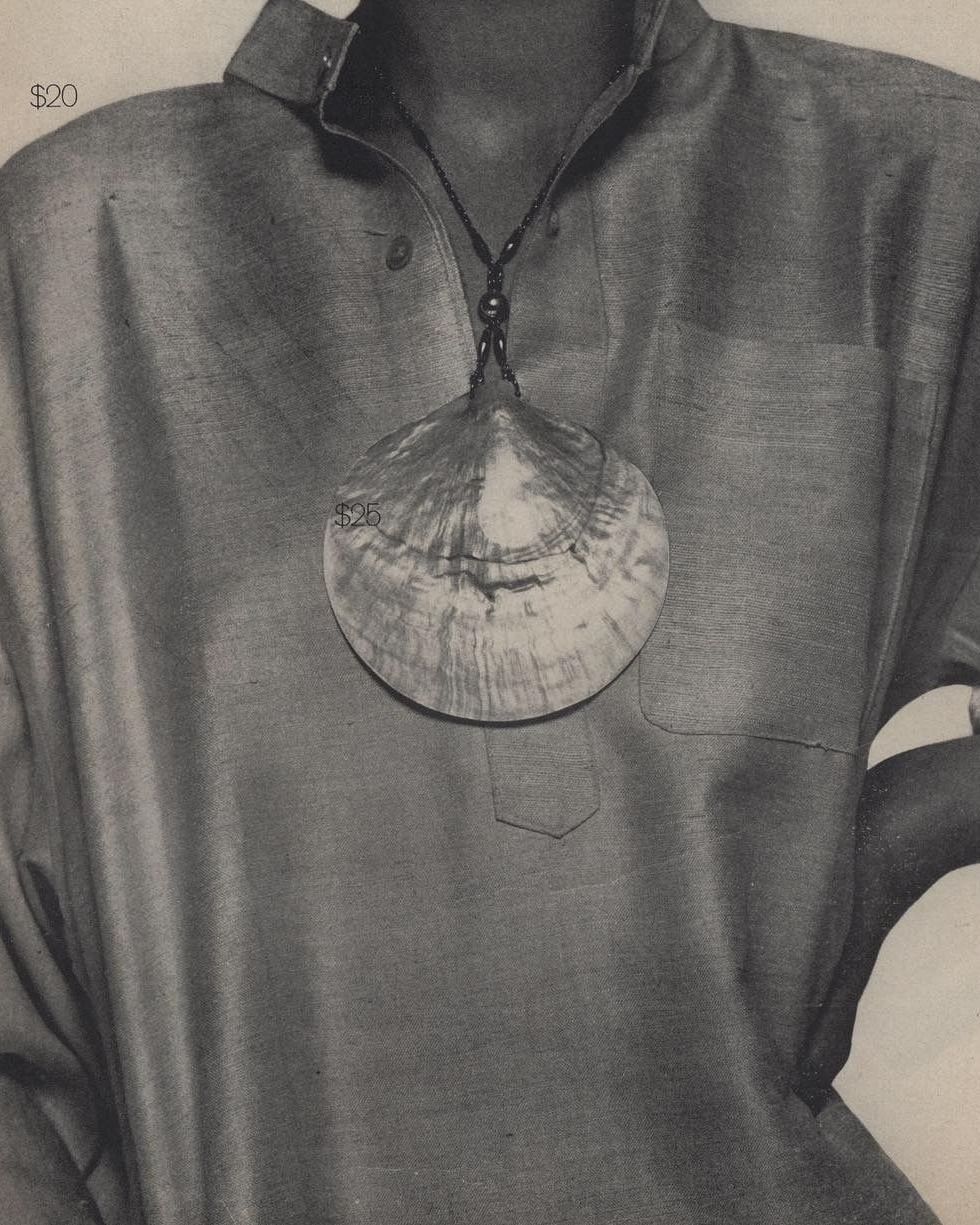 shell on cord necklace vintage image