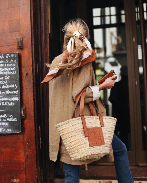 LOEWE basket bag with fall attire