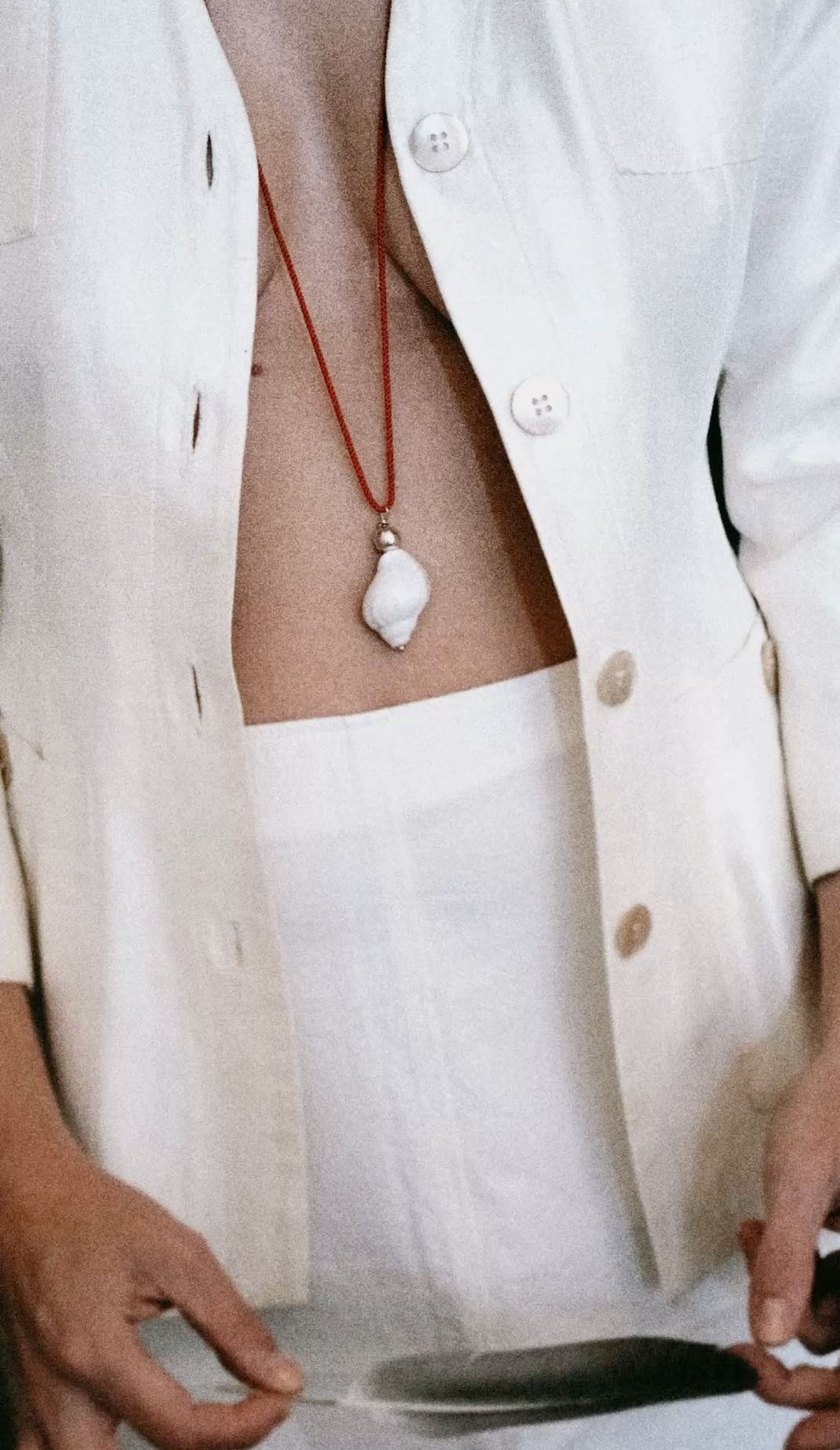 Vintage shell necklace on cord image
