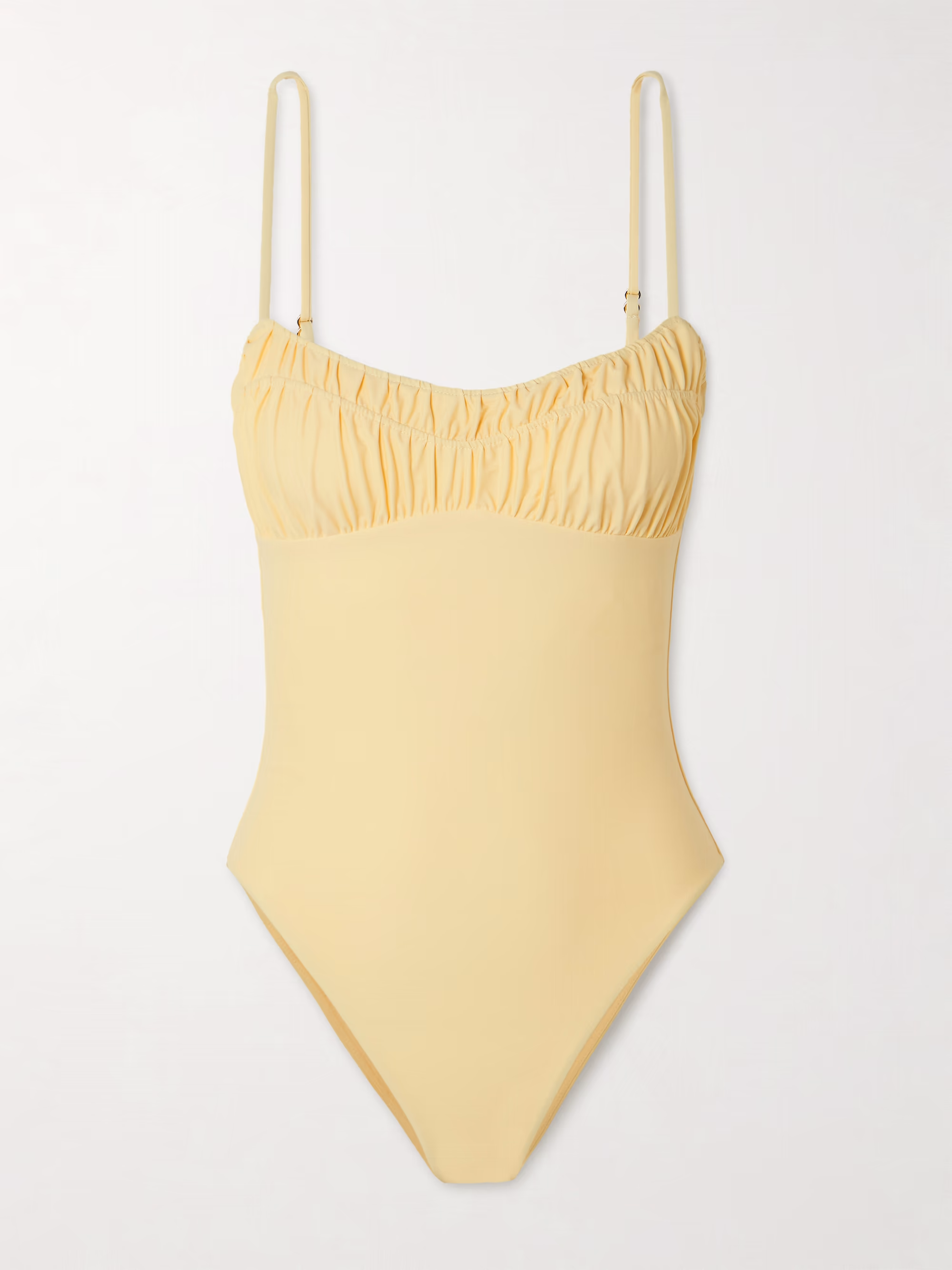 Butter Yellow images/Net-A-Porter Faithfull Rocio ruched one-piece swimsuit butter yellow