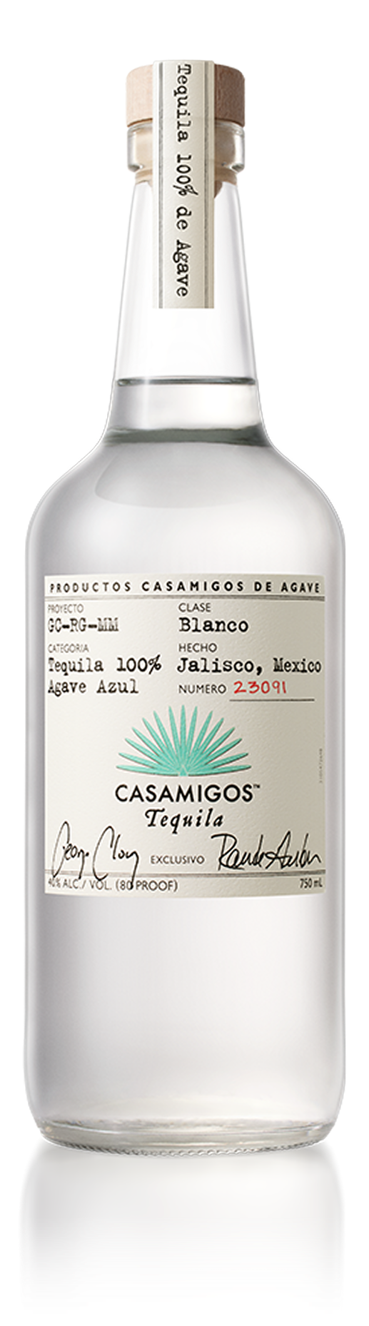A bottle of Casamigos Blanco Tequila