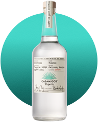 Bottle of Casamigos Blanco tequila.