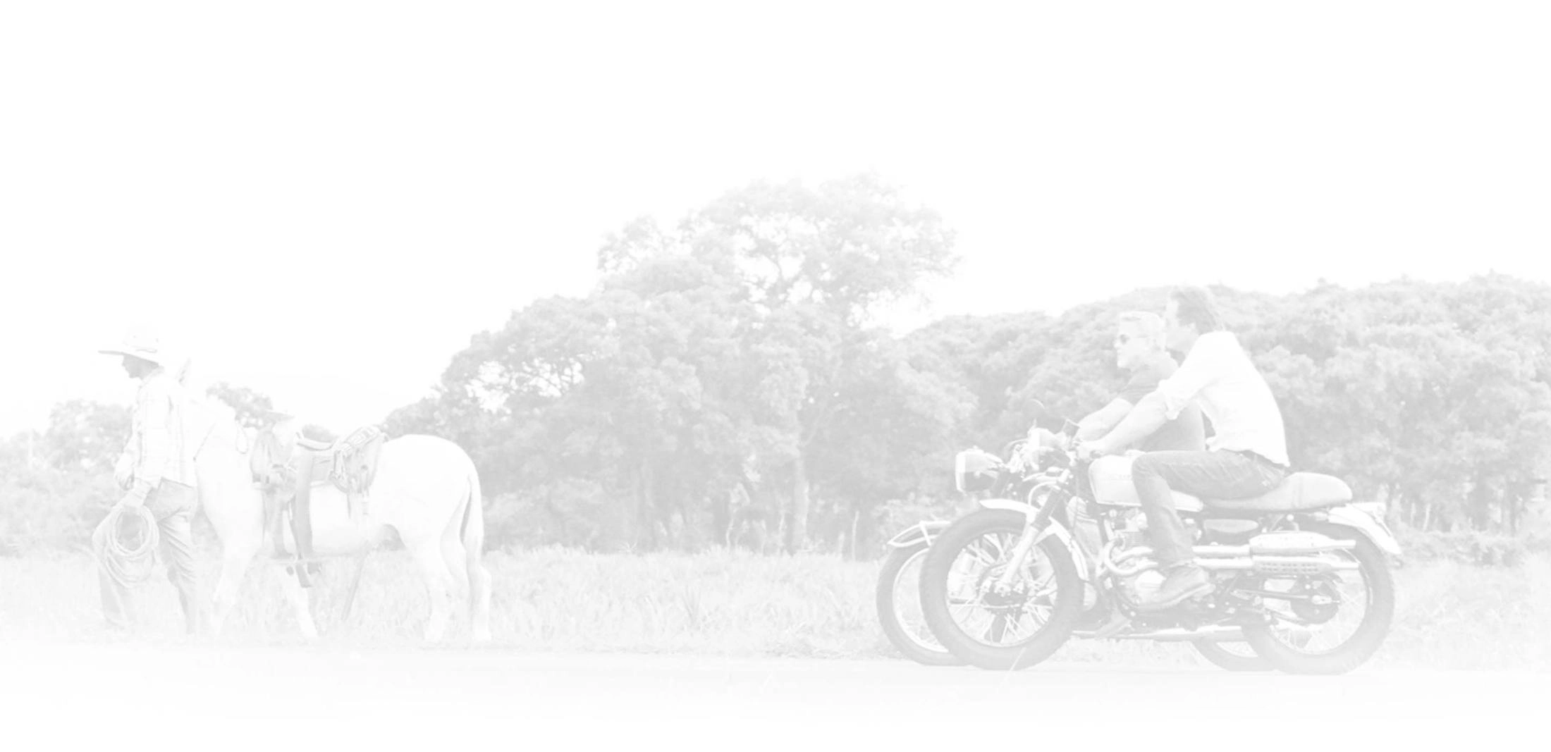 man with horse and men with motorcyles