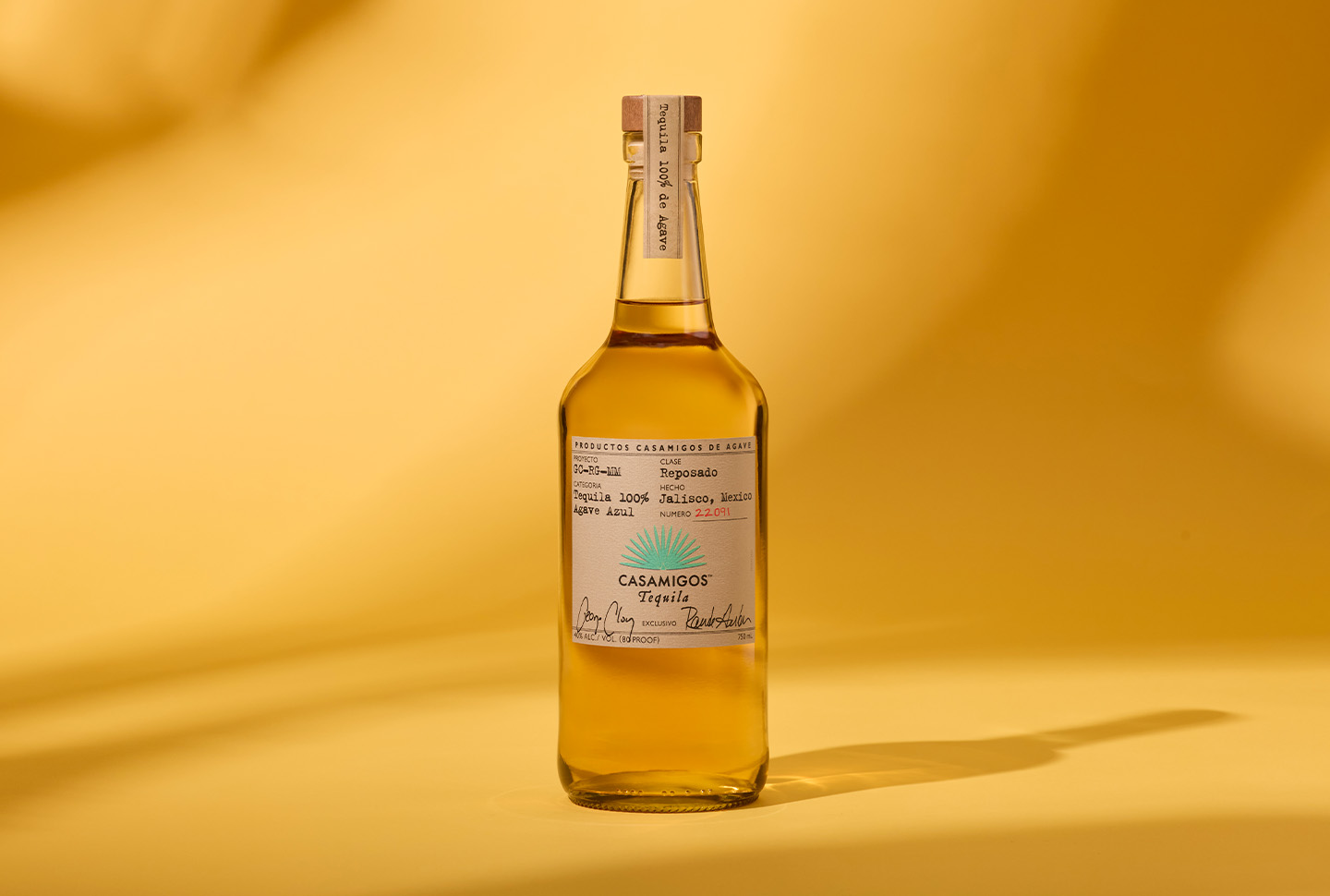 A bottle of Casamigos Reposado tequila.