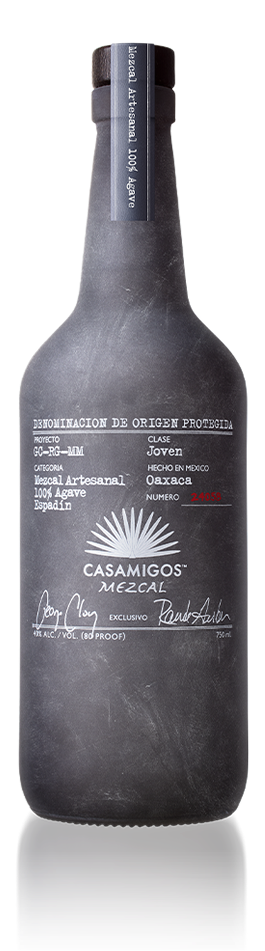 A bottle of Casamigos Mezcal