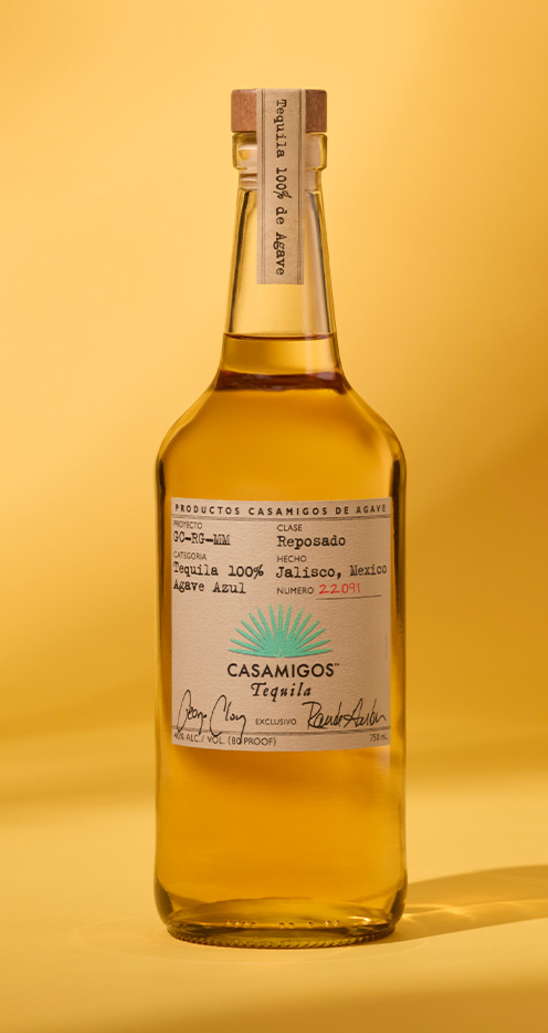 A bottle of Casamigos Reposado tequila.