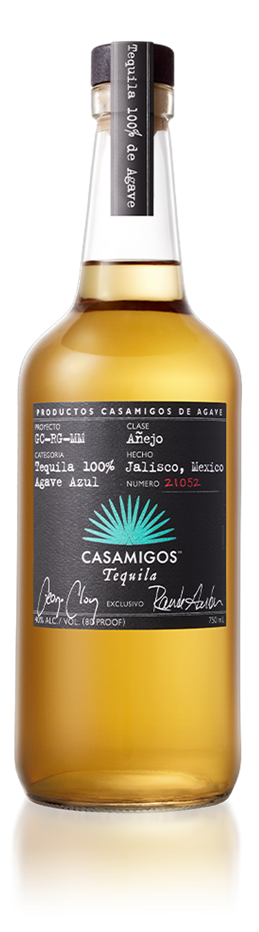 A bottle of Casamigos Añejo Tequila