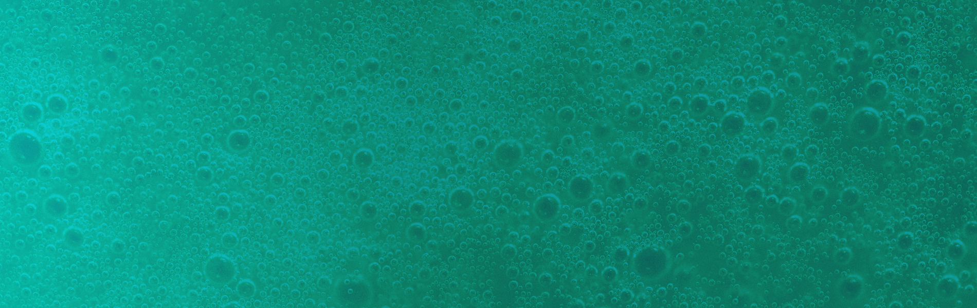 A closeup view showing numerous bubbles in the fermentation process with a turquoise overlay over the entire image.