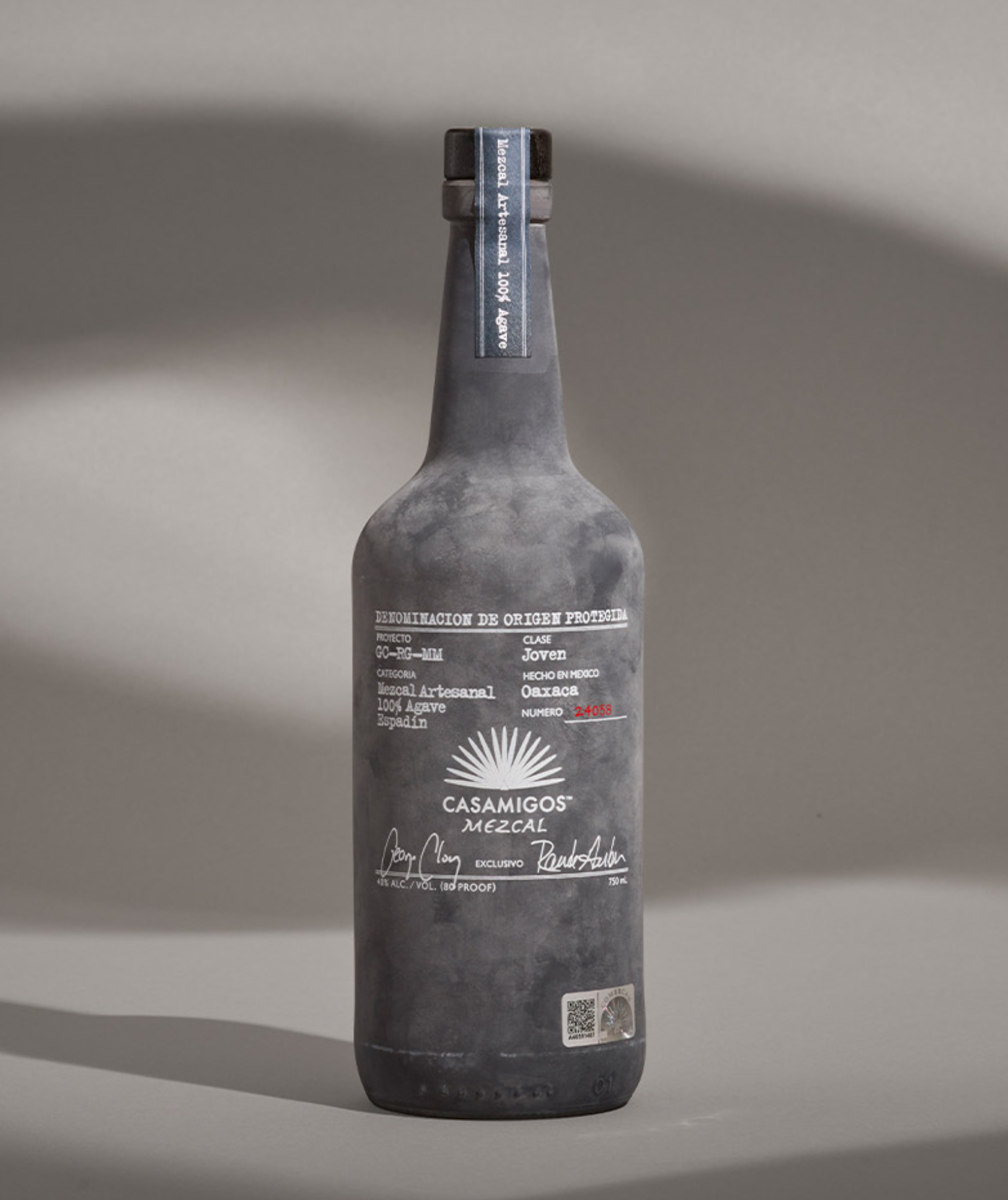 A bottle of Casamigos Joven mezcal.