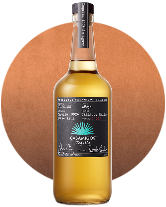 A bottle of Casamigos Añejo tequila.