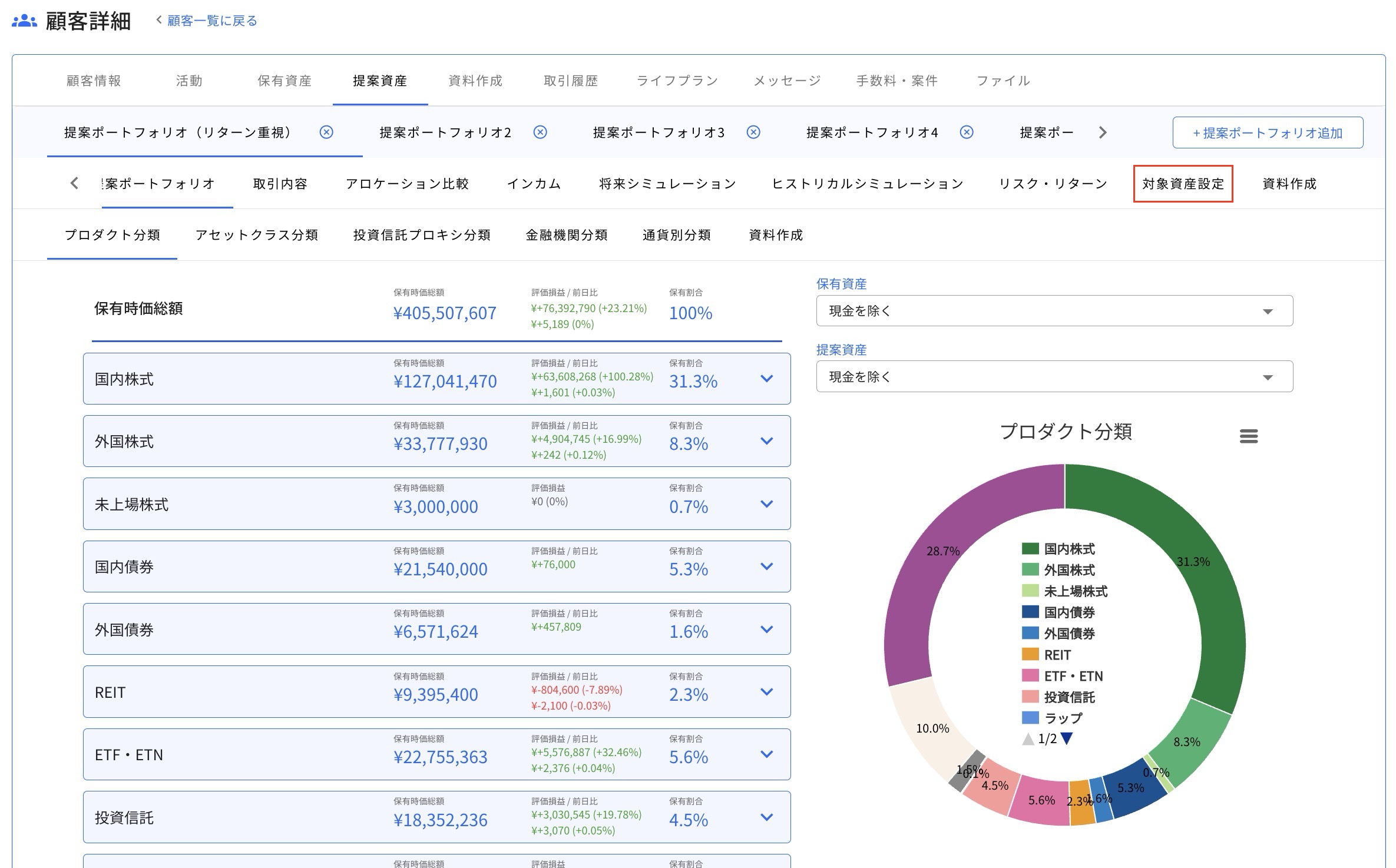 13.1.1 編集・削除 Step1 「対象資産設定」タブを選択する