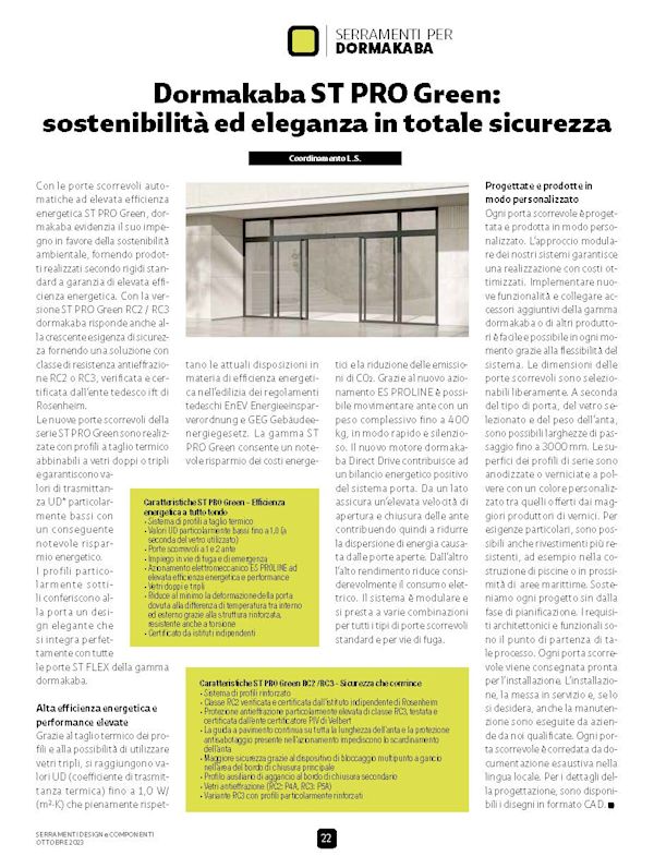 SERRAMENTI DESIGN e COMPONENTI - Ottobre 2023