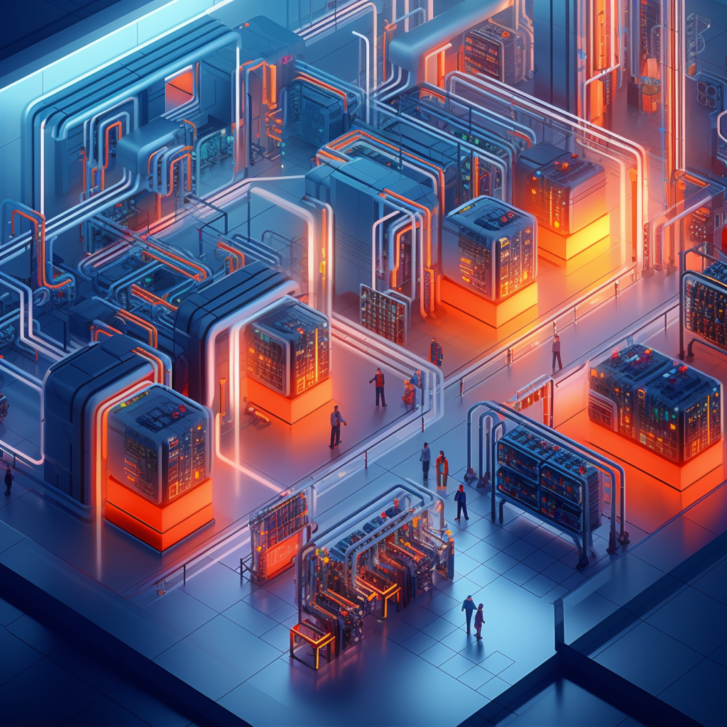 A quantum computer manufacturing facility, as envisioned by Midjourney AI
