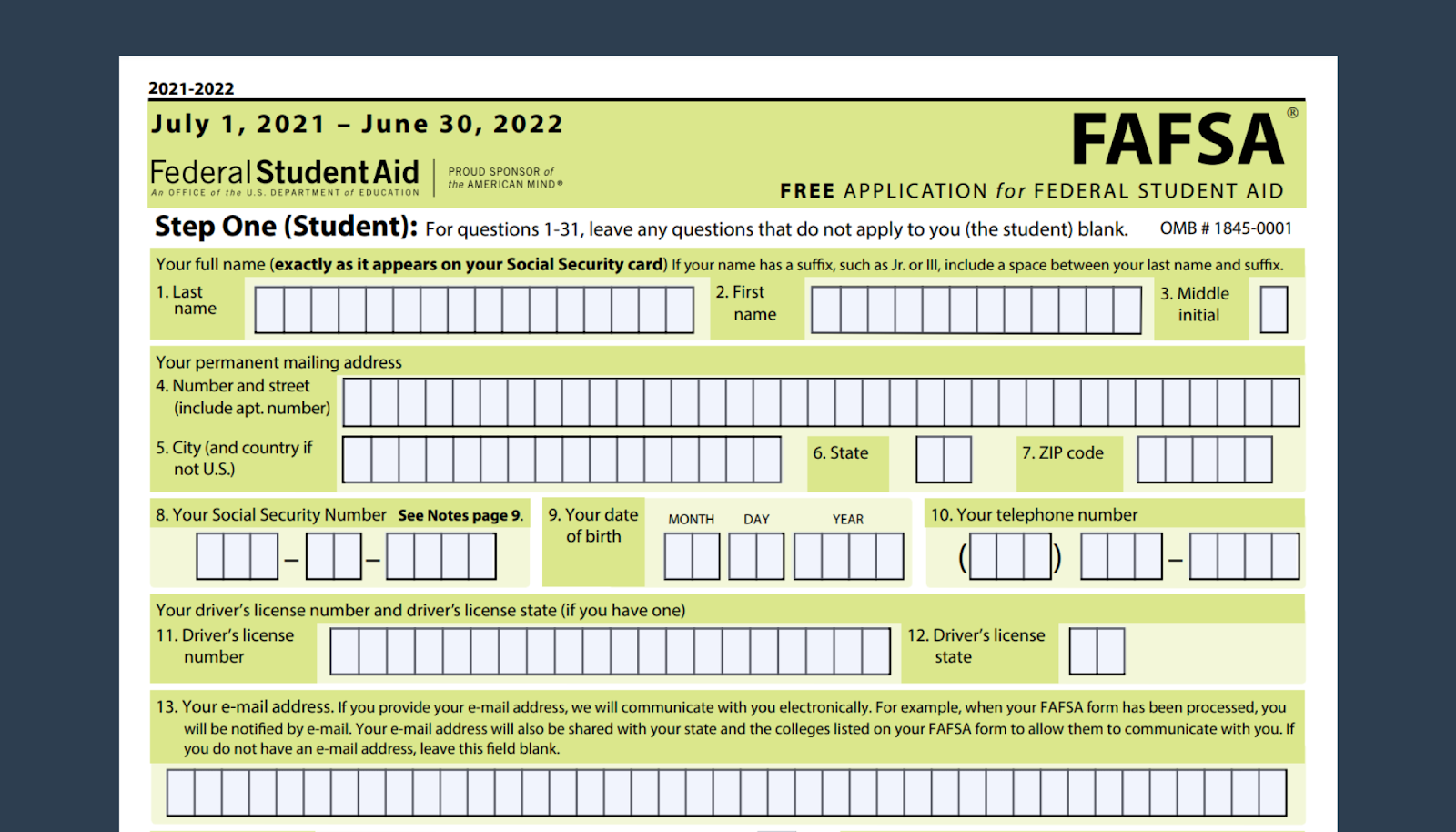 Illustration of FAFSA form