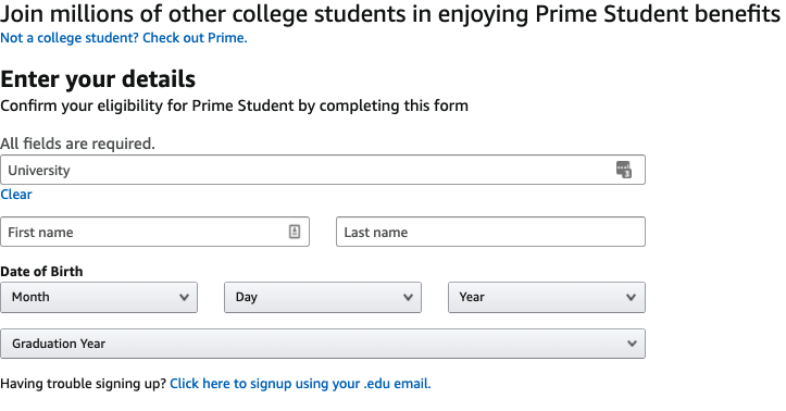 Amazon Prime Student Verification