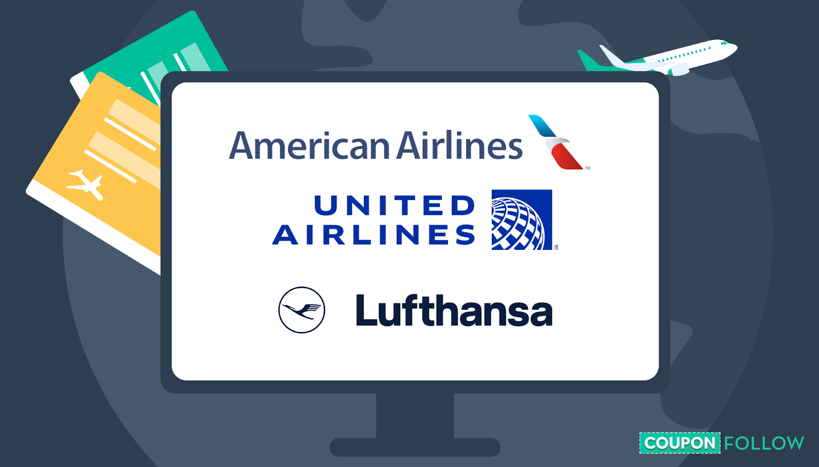 Illustration of airline logos that offer discounts